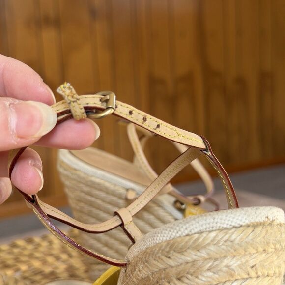 LOUIS VUITTON TRUNKS & BAGS ESPADRILLE WEDGE STRAPY PLATFORM SANDALS EU 40 US 10 - Picture 14 of 16